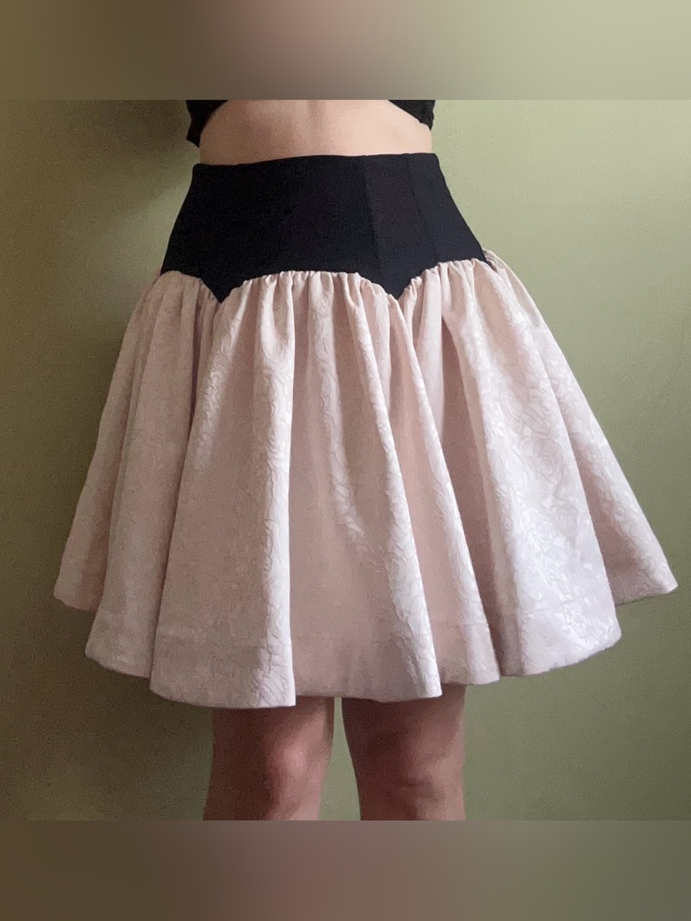 Maeve Black & Blush Jacquard Circle Skirt
